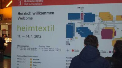 تابلوهای راهنما در ورودی های سالن ها در نمایشگاه منسوجات خانگی فرانکفورت آلمان